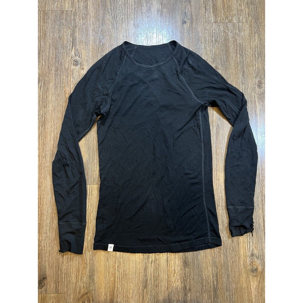 Ibex Mens Merino Wool Long Sleeve Base Layer Top Black Outdoors Active